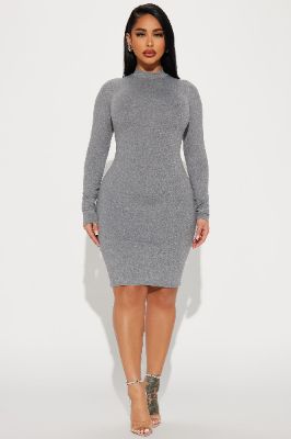 Krissy Mini Dress - Heathered Grey sold by Fashion Nova