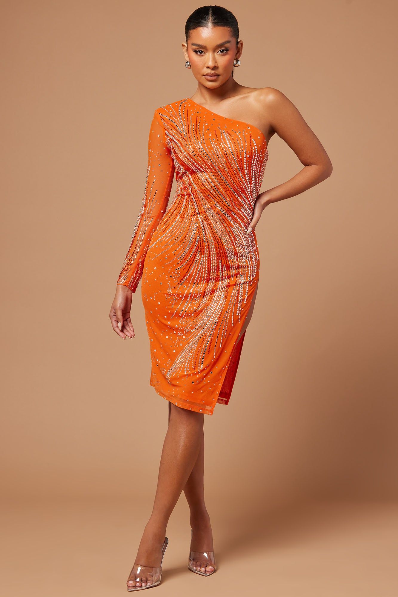 Anita Embellished Midi Dress - Orange sold by Fashion Nova