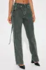 In The Archive Acid Wash Straight Leg Jeans - Olive sold by Fashion Nova