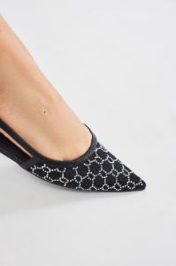 Pick Me Embellished Slingback Flats - Black sold by Fashion Nova