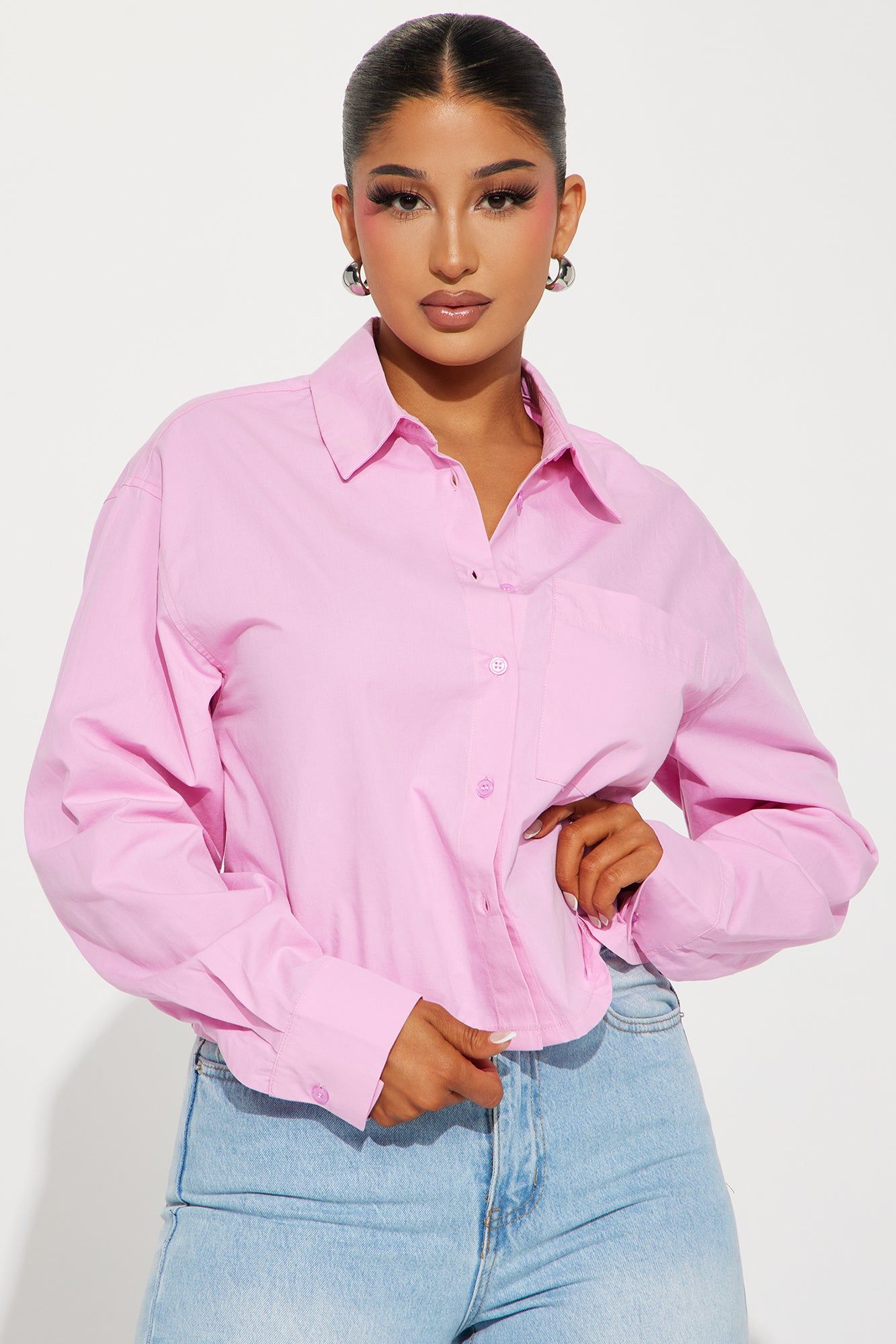 Katie Poplin Shirt - Pink sold by Fashion Nova
