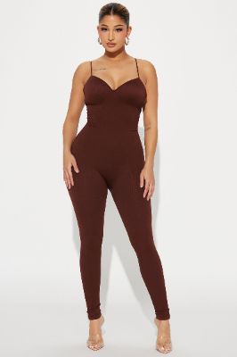 Doing Extra Padded Jumpsuit  - Brown sold by Fashion Nova
