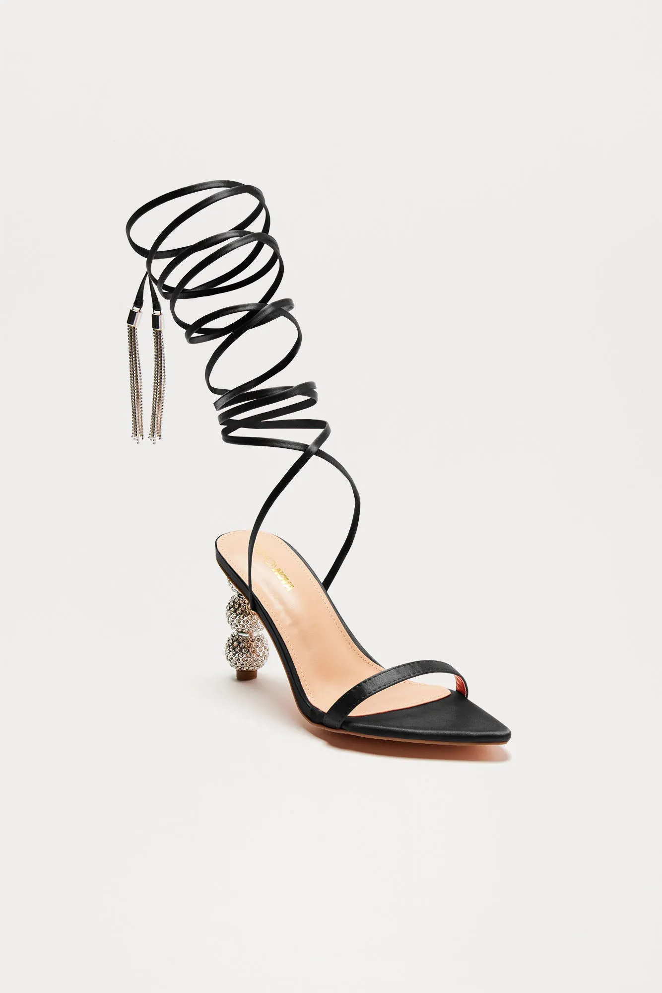 Best There Is Rhinestone Wrap Up Heels - Black sold by Fashion Nova product image thumbnail 3