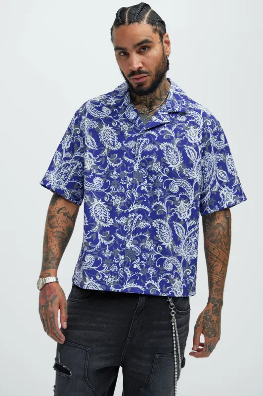 Larry Paisley Shirt - Blue/combo sold by Fashion Nova