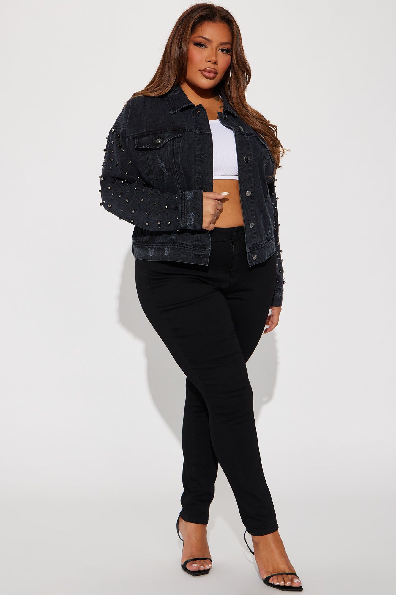 All That Shines Embellished Denim Jacket - Black Wash sold by Fashion Nova product image thumbnail 6