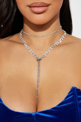 Too Many Diamonds Lariat Necklace - Silver sold by Fashion Nova