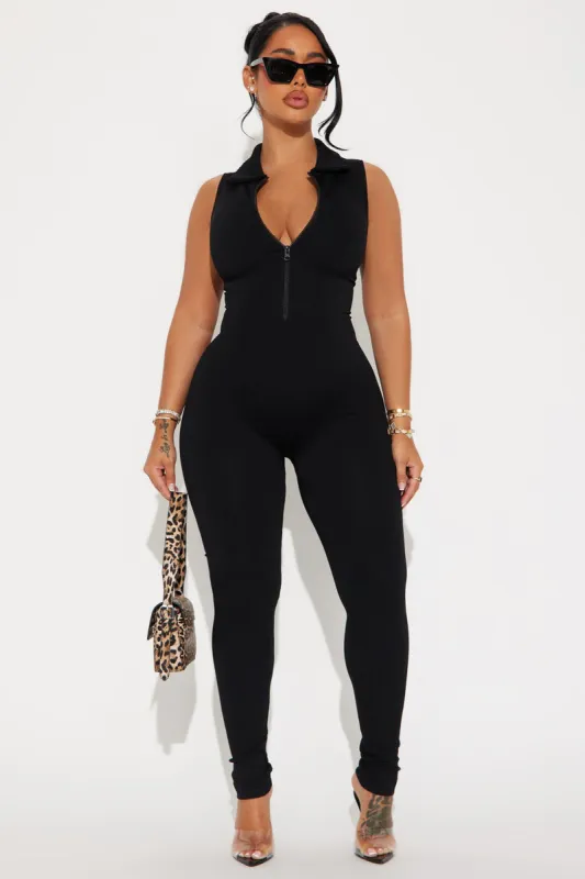 Brynne Seamless Jumpsuit - Black sold by Fashion Nova
