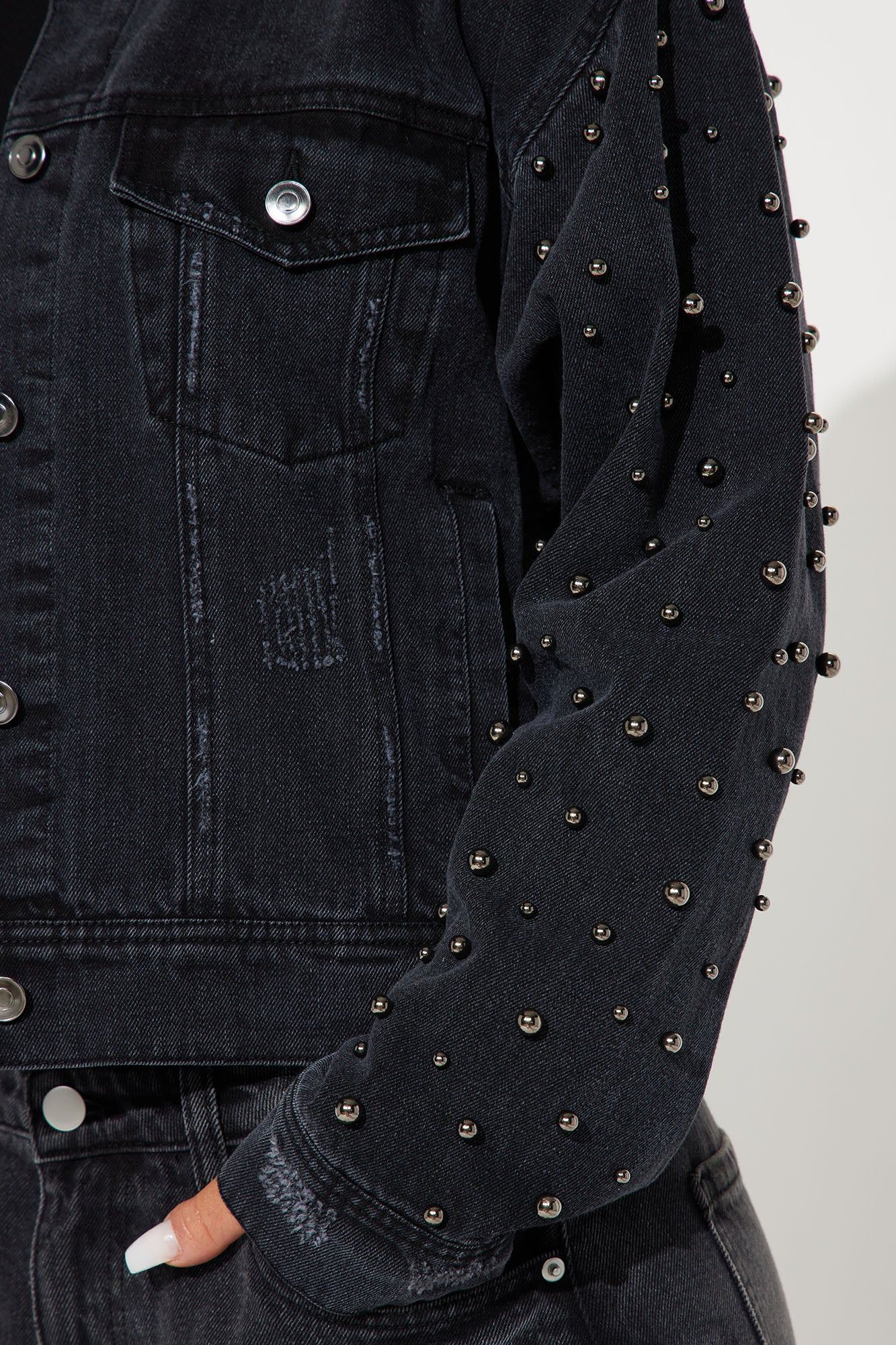 All That Shines Embellished Denim Jacket - Black Wash sold by Fashion Nova product image thumbnail 3