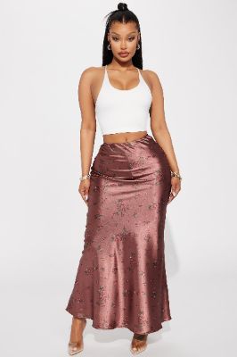 Buy Myself Flowers Satin Maxi Skirt - Copper sold by Fashion Nova