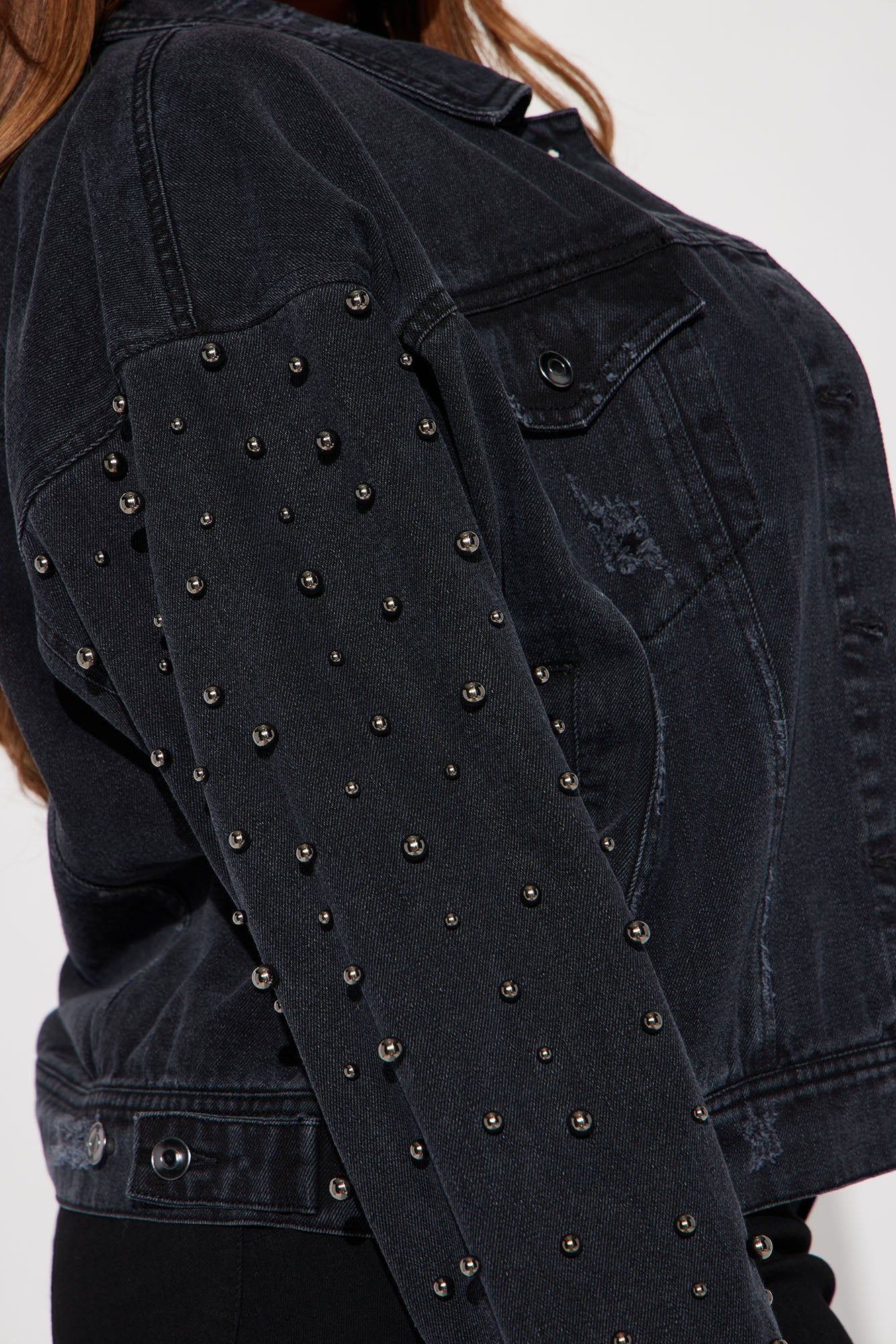 All That Shines Embellished Denim Jacket - Black Wash sold by Fashion Nova product image thumbnail 7