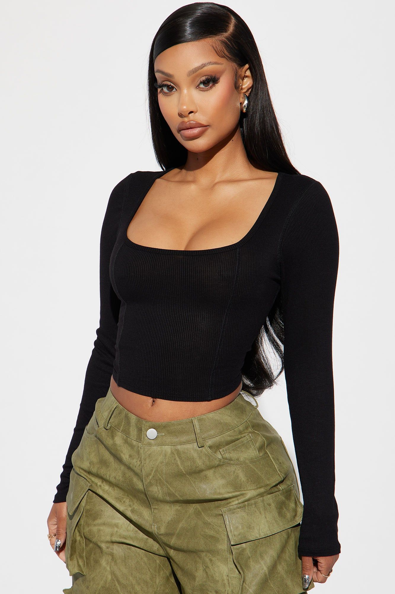 Dana Ribbed Top - Black sold by Fashion Nova