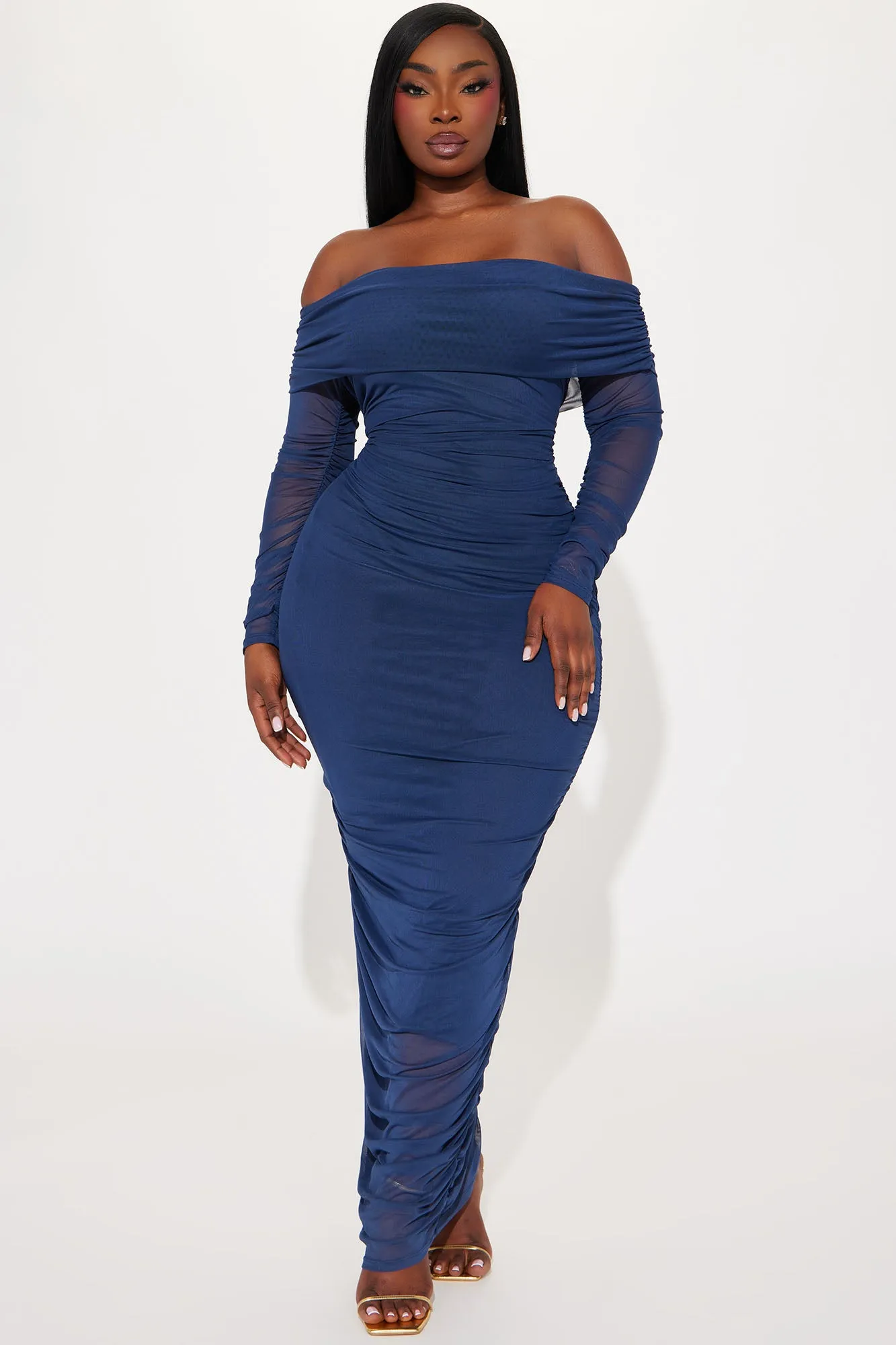 Top Trend Ruched Maxi Dress - Navy sold by Fashion Nova product image thumbnail 4
