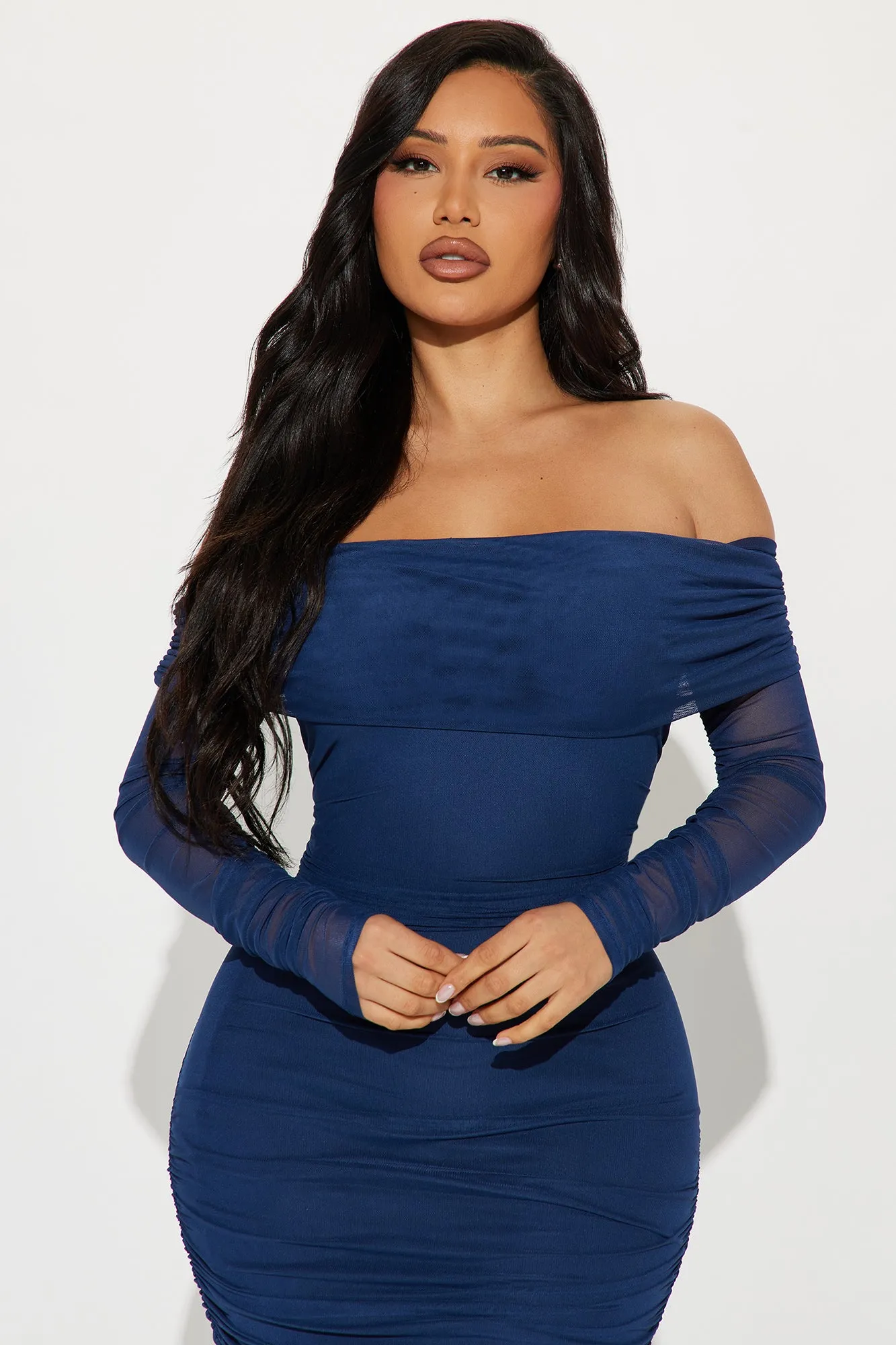 Top Trend Ruched Maxi Dress - Navy sold by Fashion Nova product image thumbnail 2