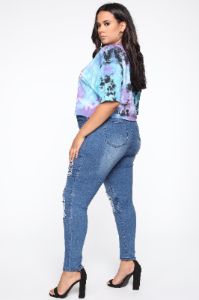 Need A New Motto Distressed Skinny Jeans - Medium Blue Wash sold by Fashion Nova