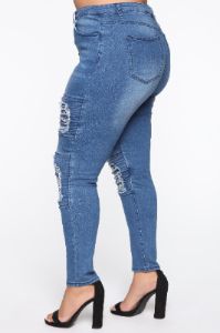 Need A New Motto Distressed Skinny Jeans - Medium Blue Wash sold by Fashion Nova