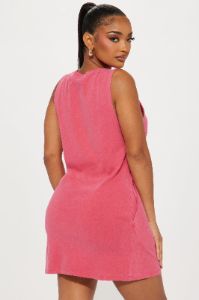 Piper Crew Neck Mini Dress - Hot Pink sold by Fashion Nova