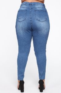 Need A New Motto Distressed Skinny Jeans - Medium Blue Wash sold by Fashion Nova