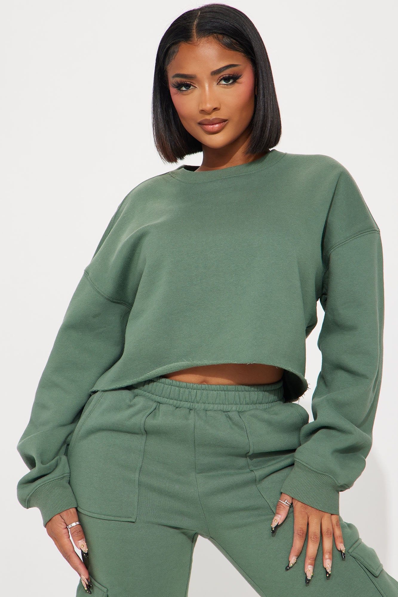Living Life Fleece Jogger Set - Sage sold by Fashion Nova product image thumbnail 2