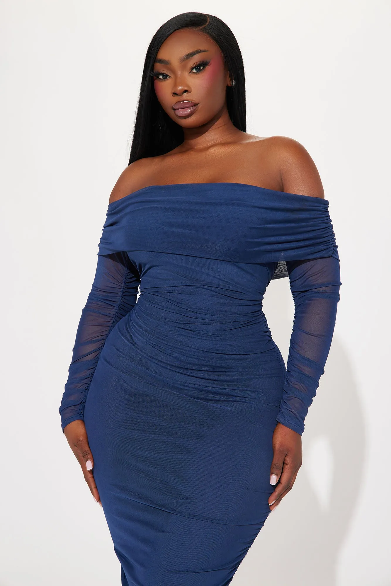 Top Trend Ruched Maxi Dress - Navy sold by Fashion Nova product image thumbnail 5