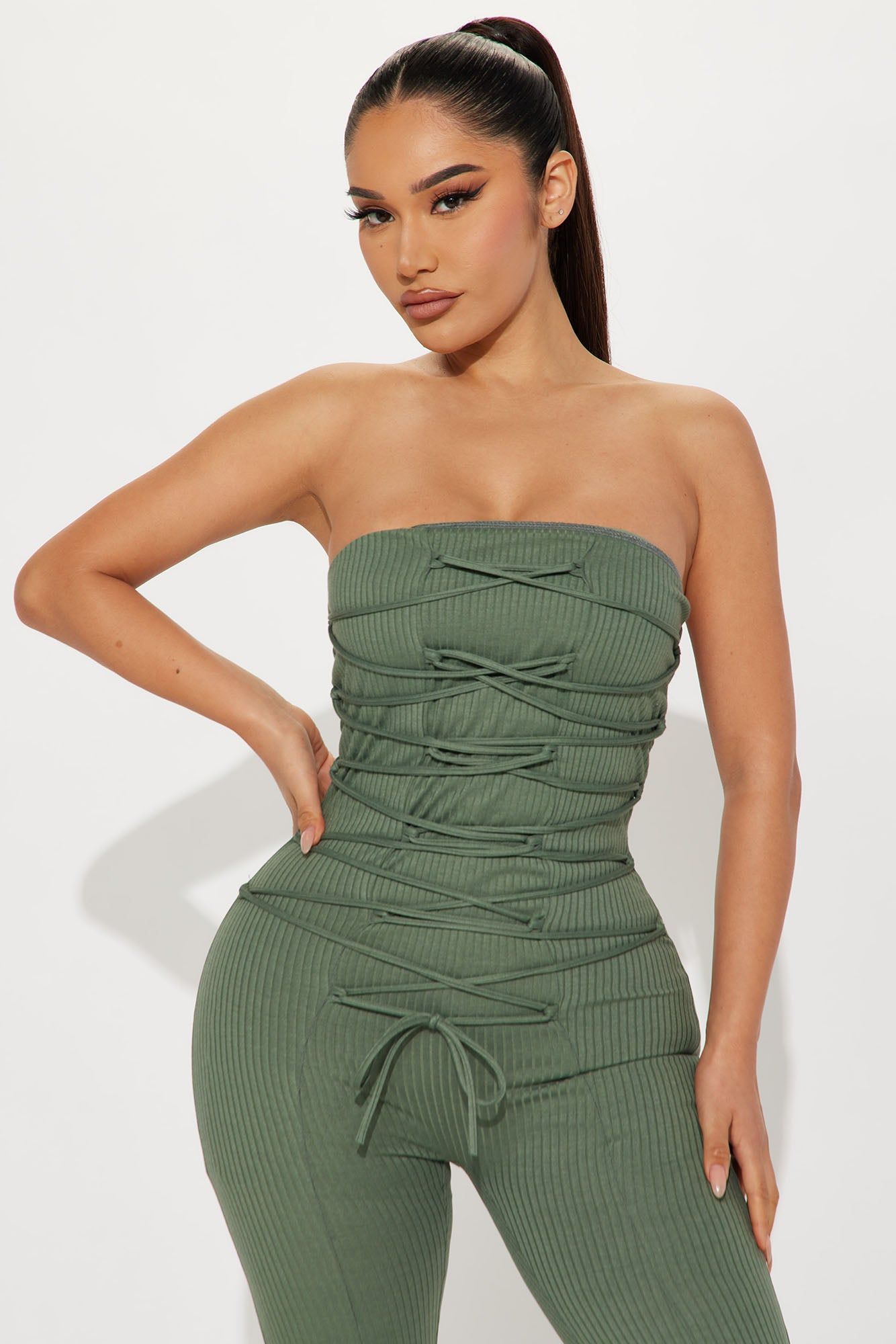 Joleney Ribbed Jumpsuit - Olive sold by Fashion Nova product image thumbnail 2