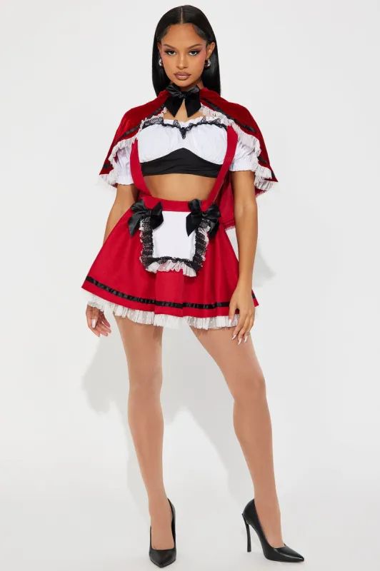Red Hood Cutie 3 Piece Costume Set - Red/White sold by Fashion Nova