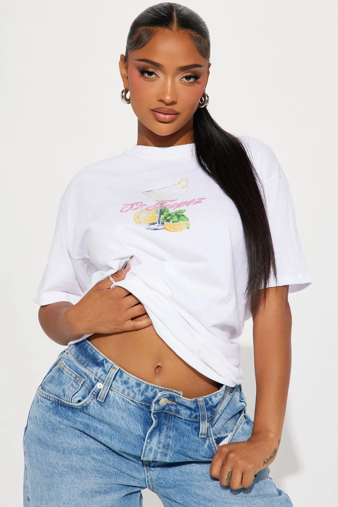 St. Tropez Lemon Oversized Tee - White sold by Fashion Nova
