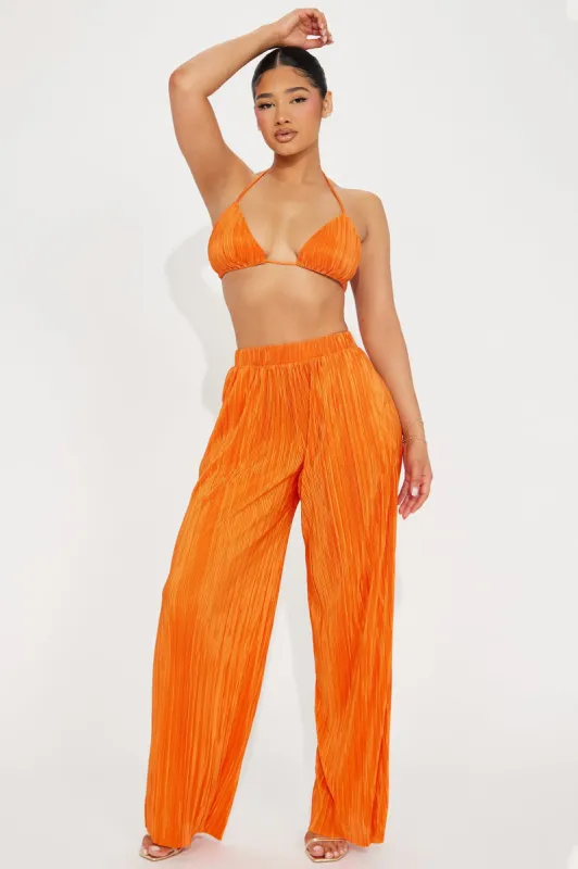 Everything But Simple Plisse Pant Set - Orange sold by Fashion Nova