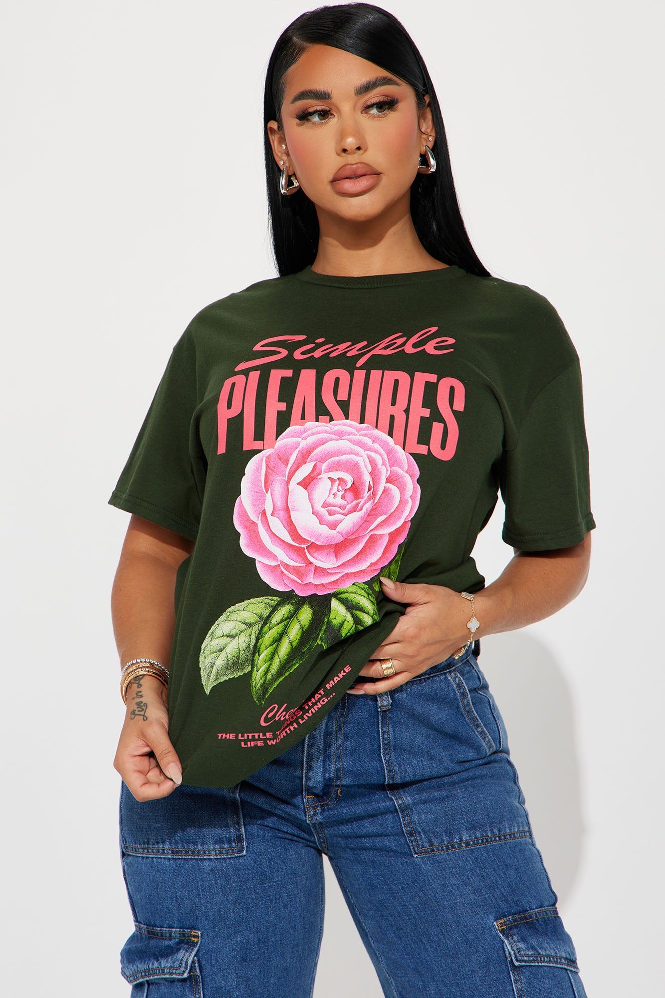 Simple Pleasures Graphic Tshirt - Green sold by Fashion Nova