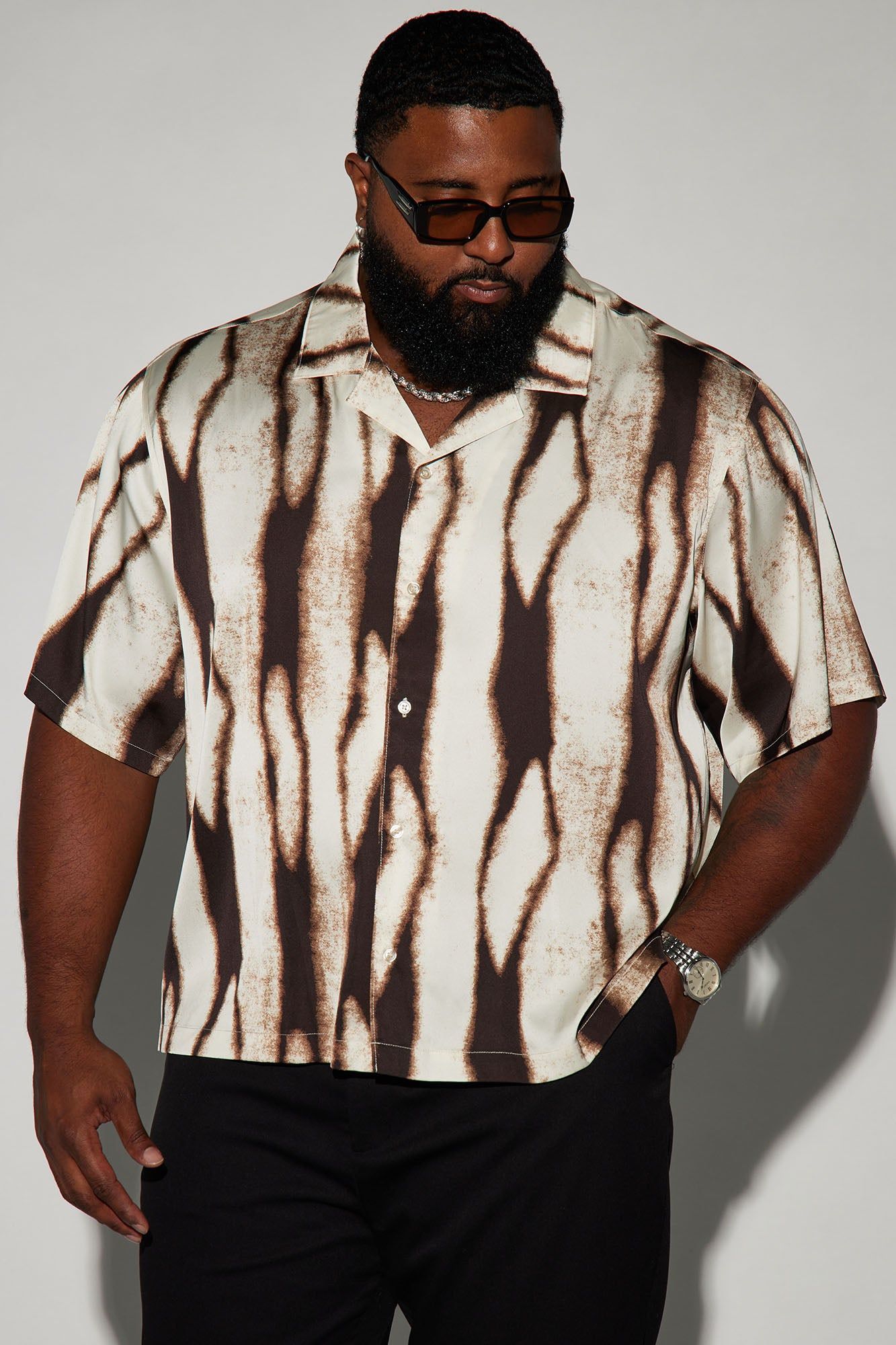 Platos Button Up Shirt - Brown/combo sold by Fashion Nova product image thumbnail 4