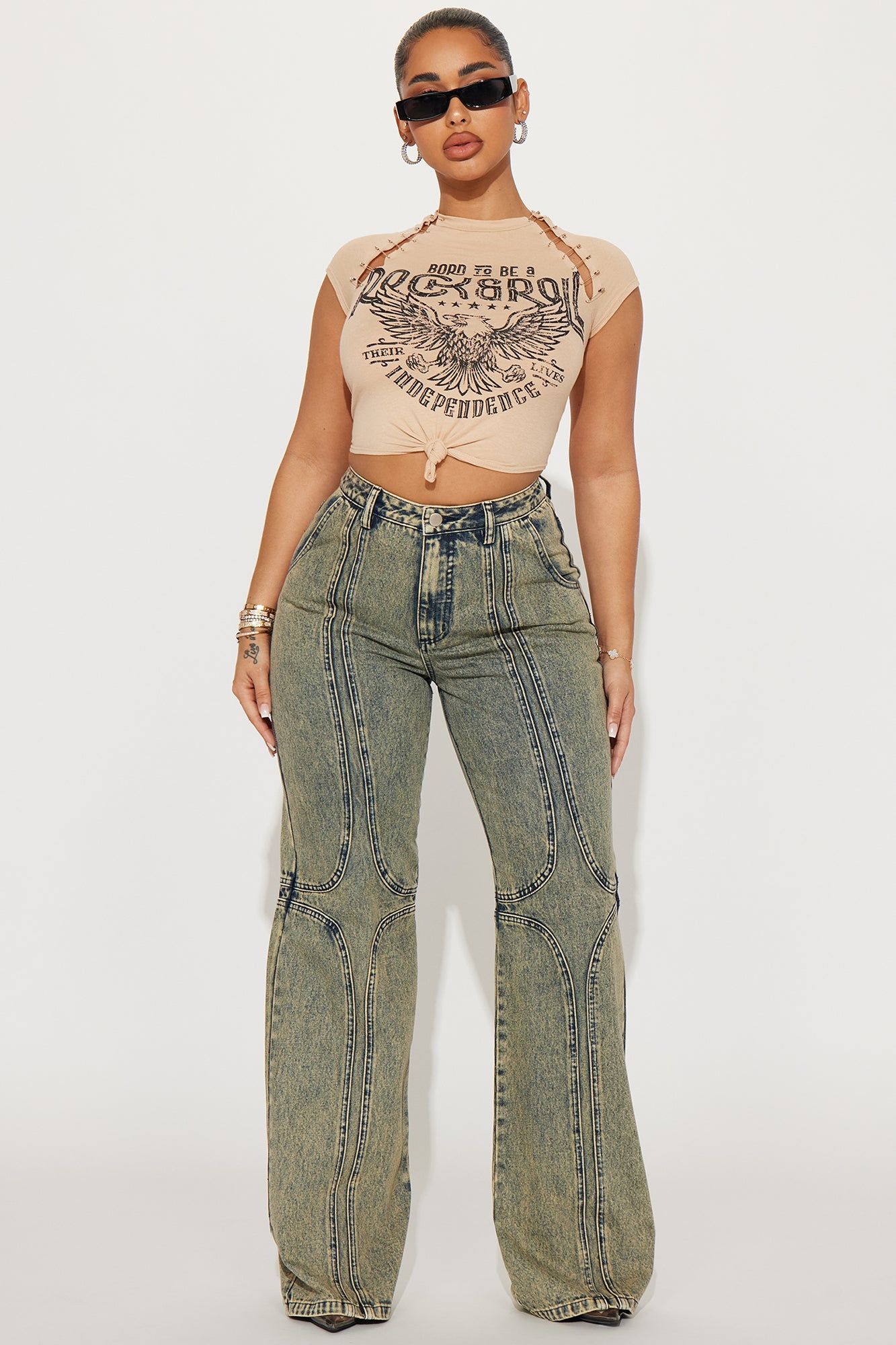 Exclusivity Tinted Baggy Jeans - Vintage Wash sold by Fashion Nova