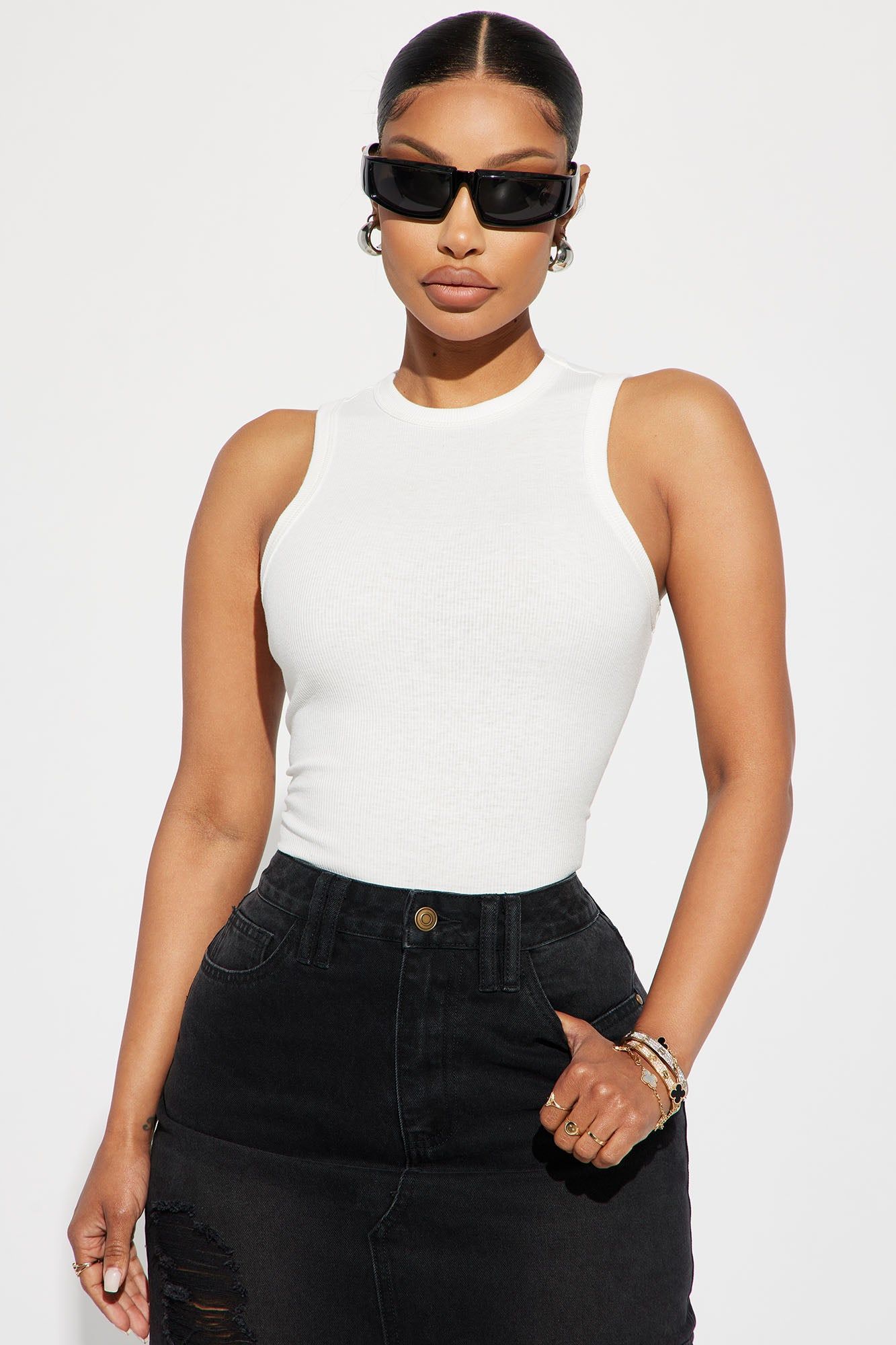 Lily Ribbed Tank - Off White sold by Fashion Nova