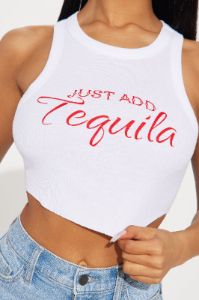 Just Add Tequila Top - White sold by Fashion Nova