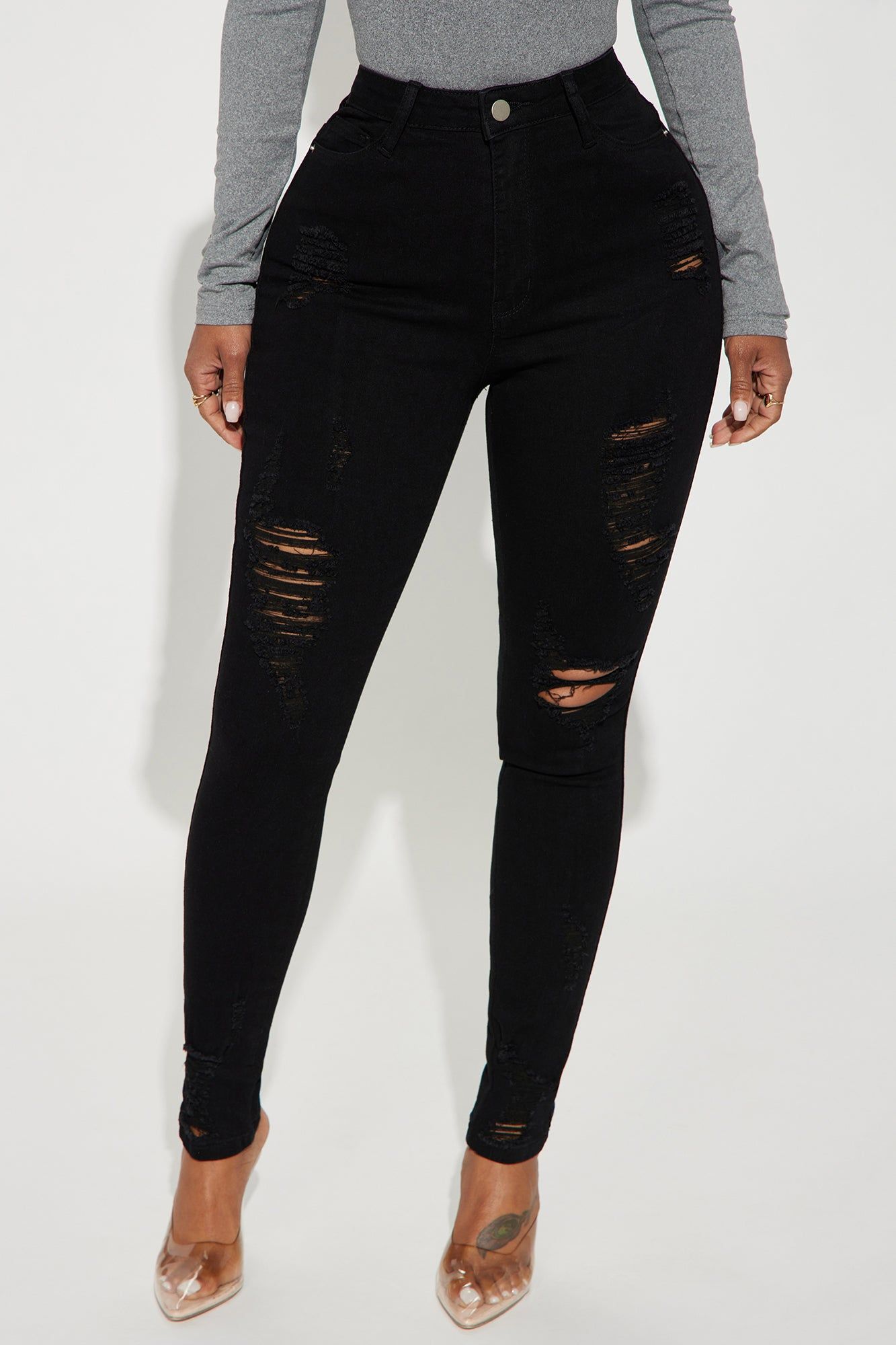 Best One Yet Ripped Stretch Skinny Jeans - Black sold by Fashion Nova product image thumbnail 2
