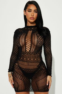 Racing Through Your Mind Bodystocking Dress - Black sold by Fashion Nova