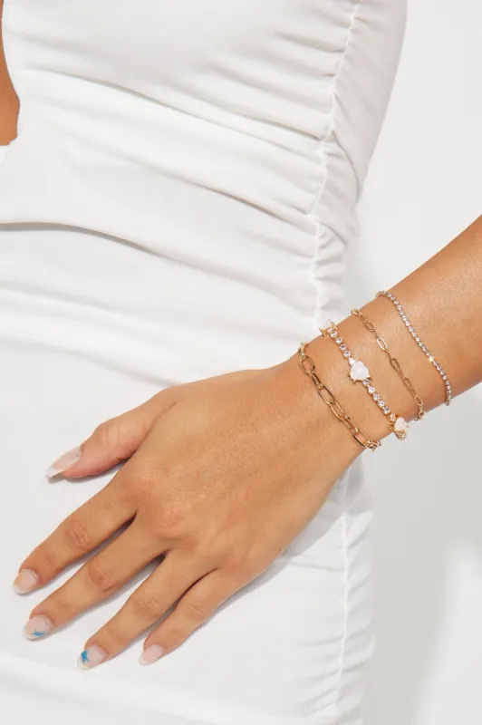A Love To Treasure 4 Piece Bracelet Set - Gold sold by Fashion Nova