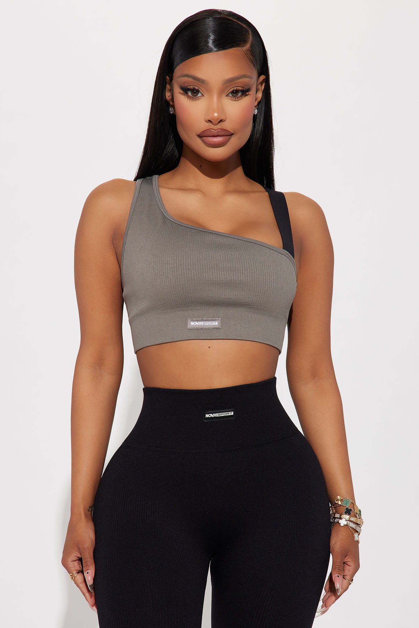 Effortless Ciera Ribbed Seamless Bra Top - Charcoal sold by Fashion Nova