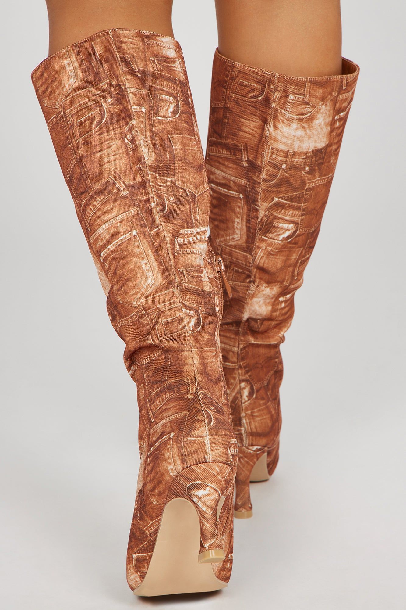 Just So You Know Knee High Heeled Boots - Beige sold by Fashion Nova product image thumbnail 4