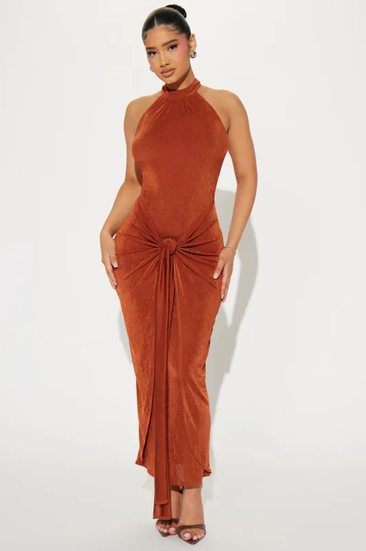 Lisa Knot Maxi Dress - Rust sold by Fashion Nova