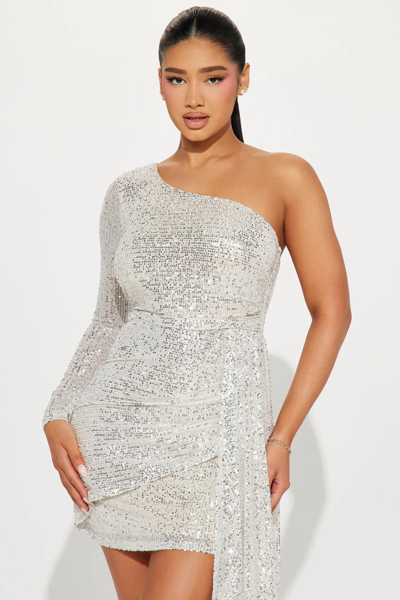 Brighten Up Sequin Mini Dress - Ivory/combo sold by Fashion Nova product image thumbnail 2
