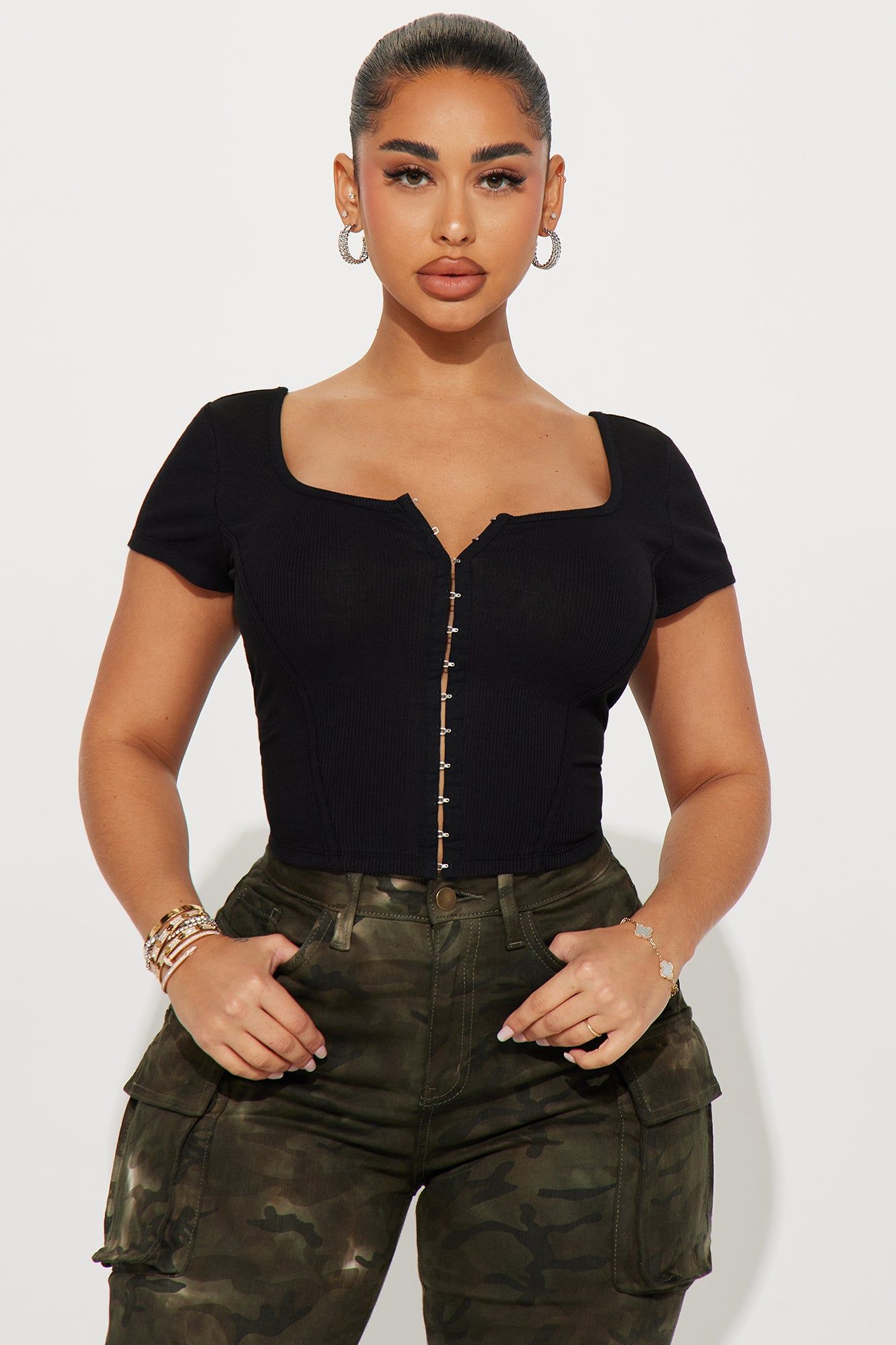 Giselle Rib Top - Black sold by Fashion Nova