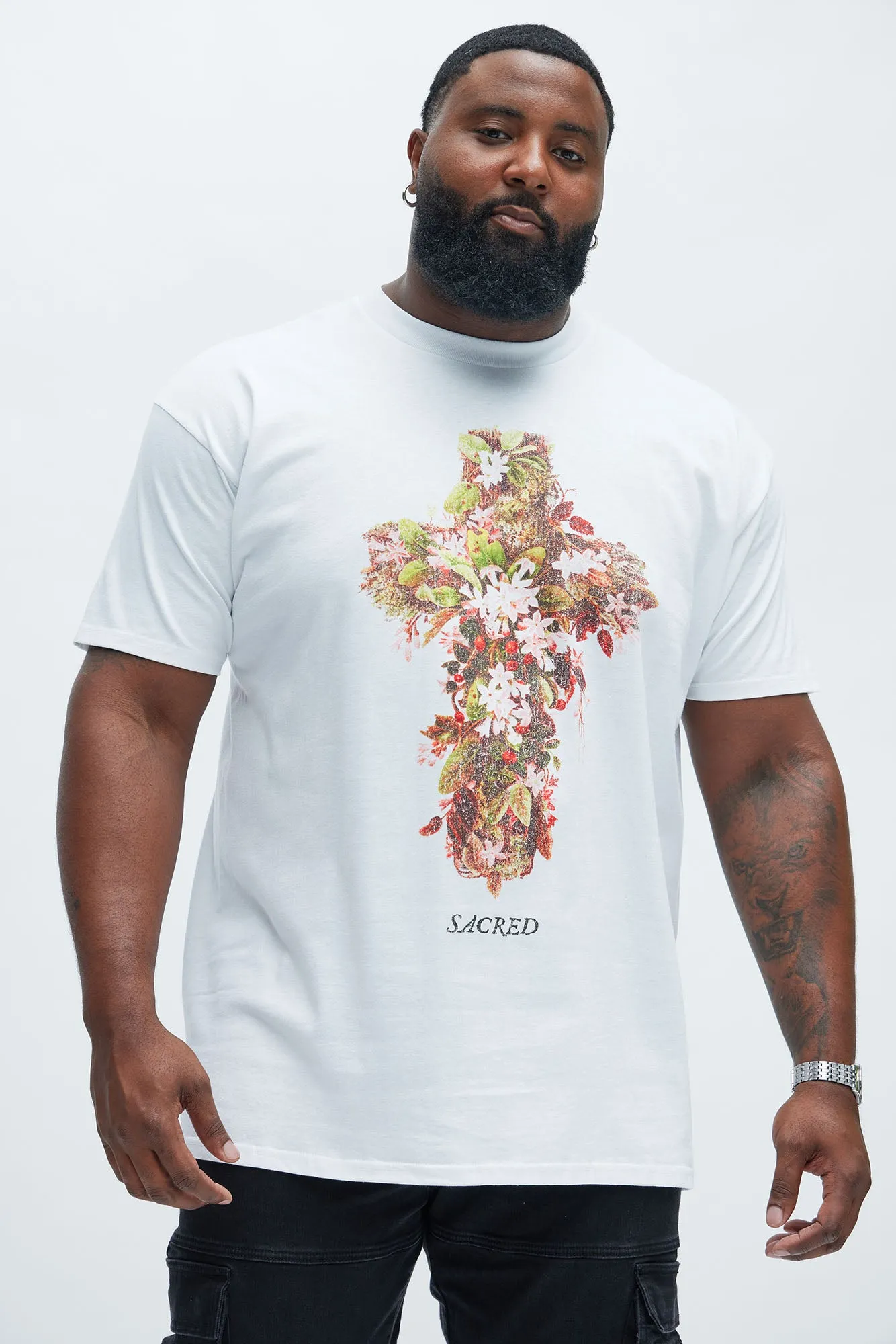 Sacred Bouquet Short Sleeve Tee - White sold by Fashion Nova