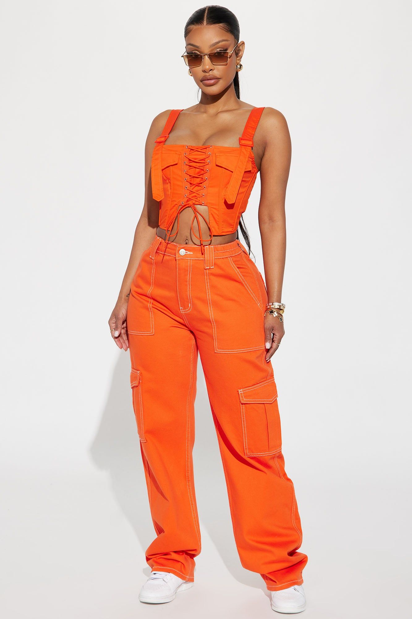 Give Me A Break Cargo Carpenter Jeans - Orange sold by Fashion Nova