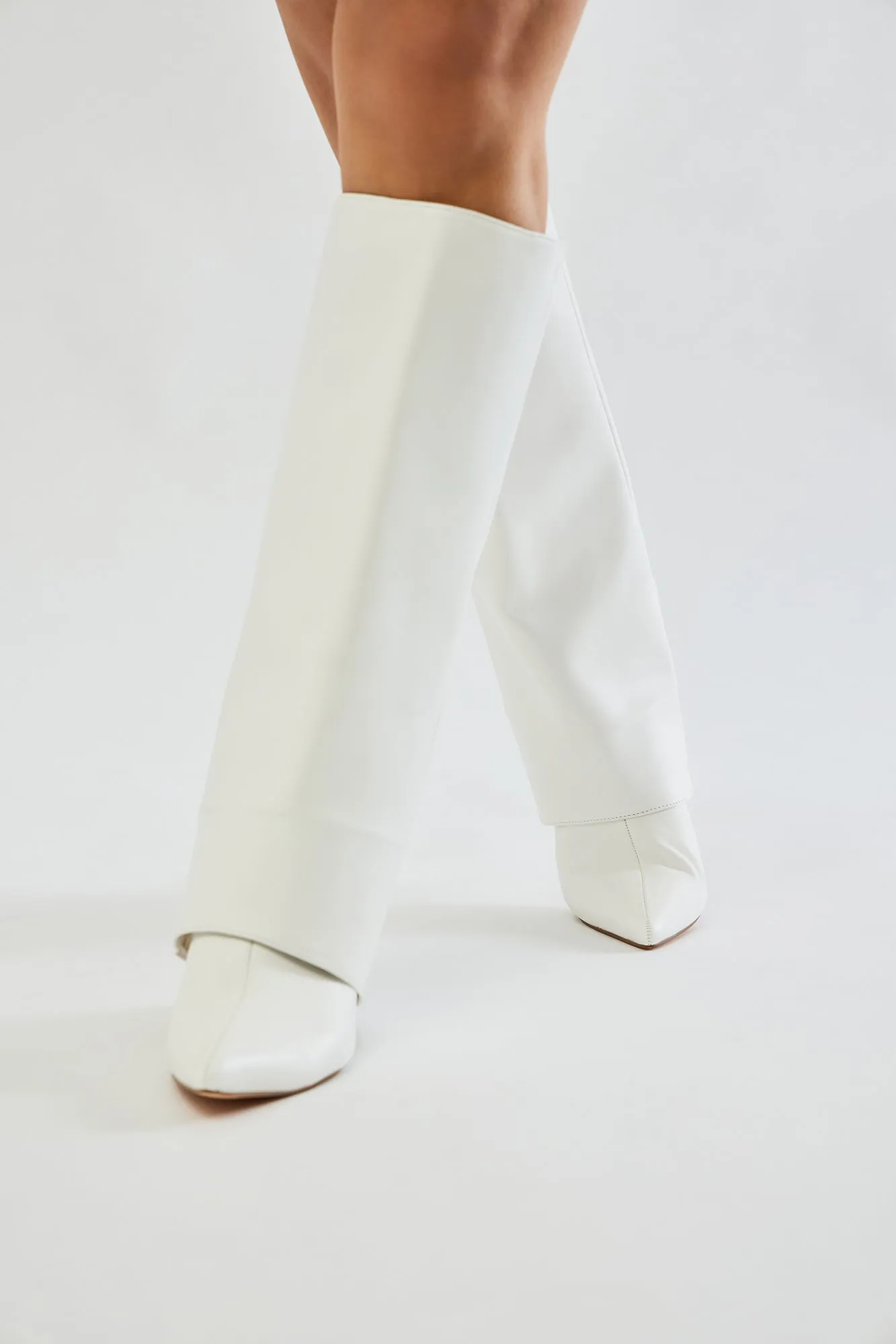 Arielle Overlay Knee High Boots - White sold by Fashion Nova product image thumbnail 3