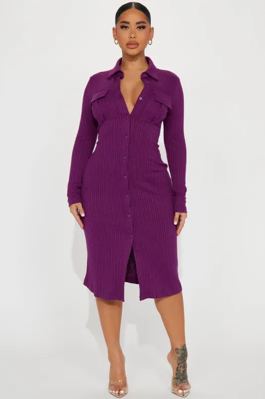 Barcelona Ribbed Midi Dress - Purple sold by Fashion Nova