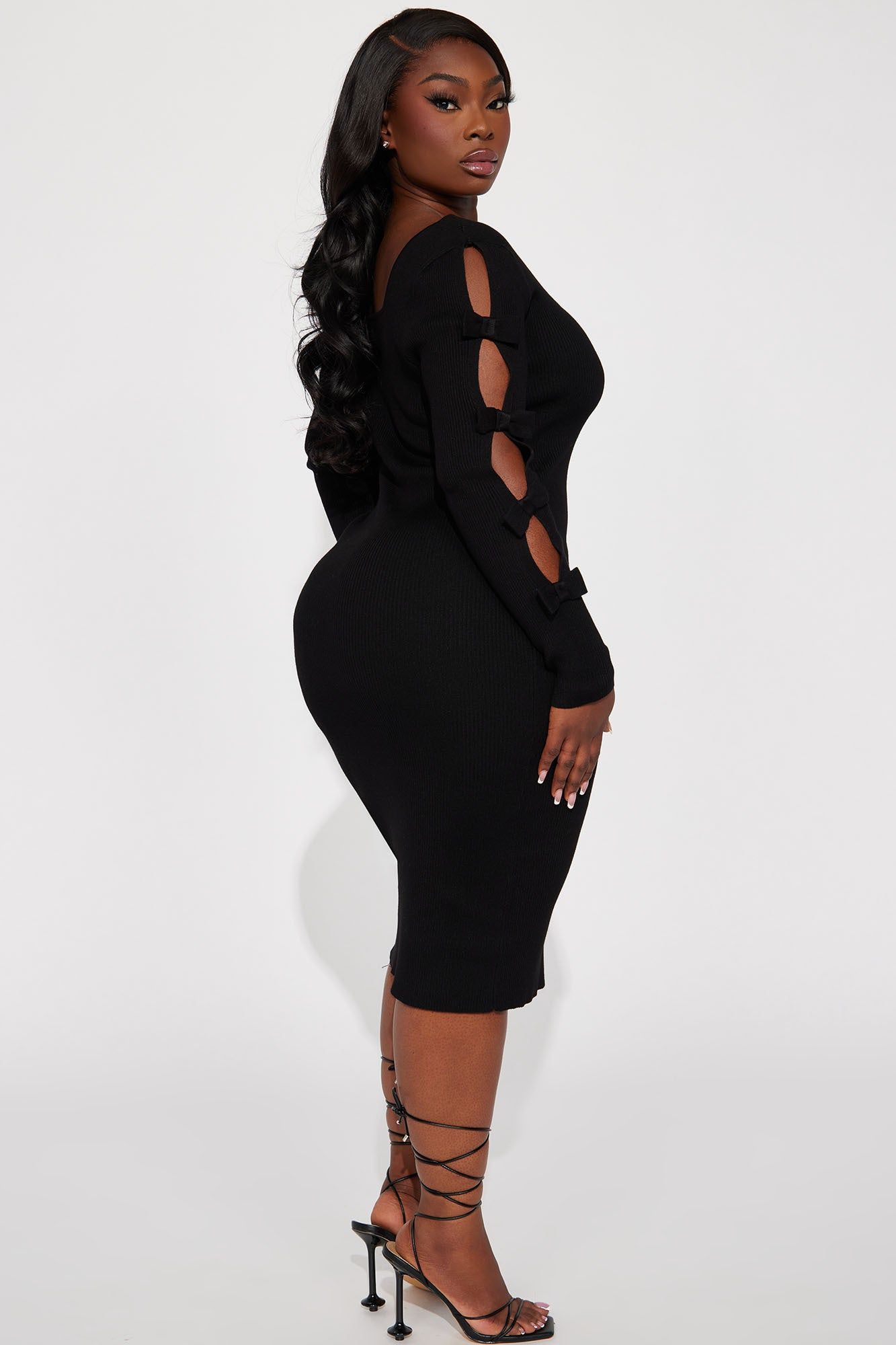 Cute As A Bow Ribbed Midi Dress - Black sold by Fashion Nova product image thumbnail 7
