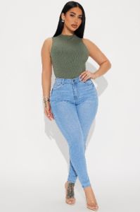 Gianna Snatched Bodysuit - Olive 2 sold by Fashion Nova