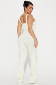 Sunrise Yoga Seamless Ribbed Active Jumpsuit - Ivory sold by Fashion Nova
