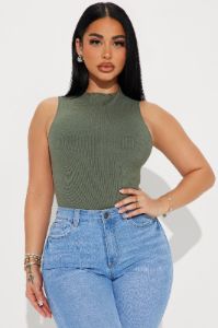 Gianna Snatched Bodysuit - Olive 2 sold by Fashion Nova
