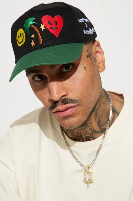 Keep Me Wondering Snapback Hat - Black/Green sold by Fashion Nova