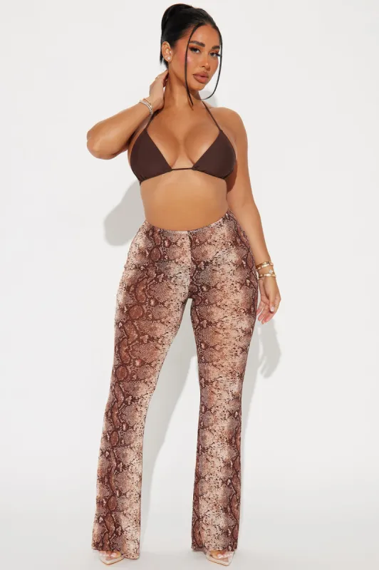 Hailey Mesh Cover Up Pants - Brown/combo sold by Fashion Nova